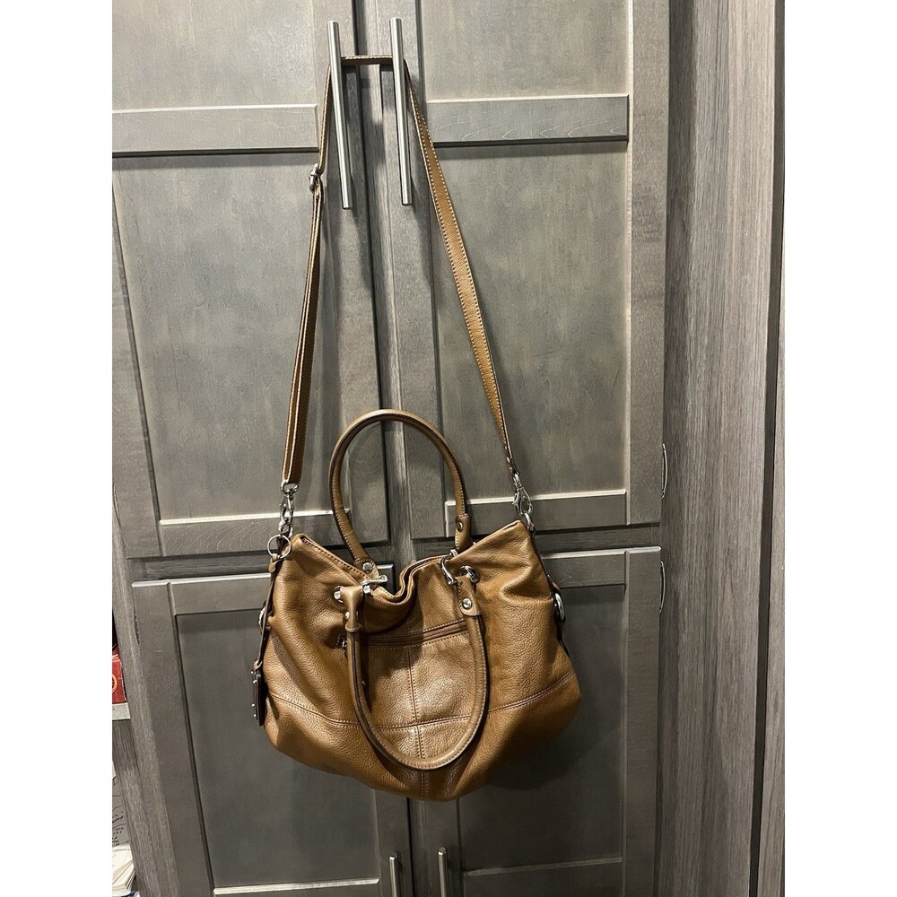 Tignanello Brown Pebbled Leather Shoulder/Crossover Bag. 11” X 14”
